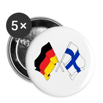 Two flags crossed of Germany, flag Finland - Buttons large 2.2''/56 mm (5-pack) - white - Front
