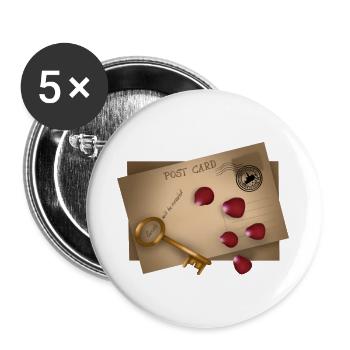 Post Card: Secrets will be released - Buttons large 2.2''/56 mm (5-pack) - white - Front