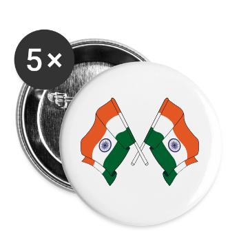 Two flags of India crossed - Buttons large 2.2''/56 mm (5-pack) - white - Front