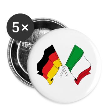 Flag of Germany and flag Italy - Buttons large 2.2''/56 mm (5-pack) - white - Front