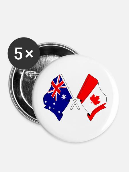 Flagge Australiens und Kanadas Flagge - Buttons groß 56 mm (5er Pack) - Weiß