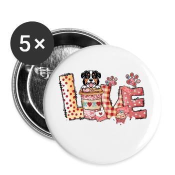 Australian Shephard Dog Coffee Lover Valentines Da - Buttons large 2.2''/56 mm (5-pack) - white - Front