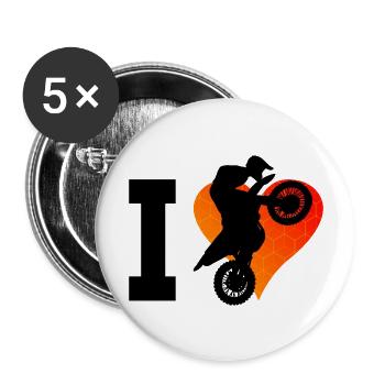 Dirt Bike Men Dirt Bike Motocross Women - Buttons large 2.2''/56 mm (5-pack) - white - Front