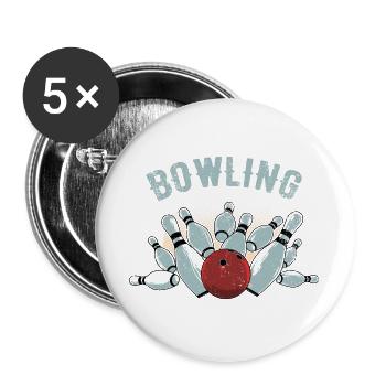 Bowling Strike Sketch - Buttons large 2.2''/56 mm (5-pack) - white - Front