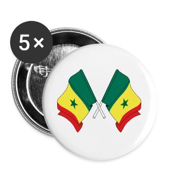 Deux drapeaux croisés par le Sénégal - Lot de 5 grands badges (56 mm) - blanc - Devant