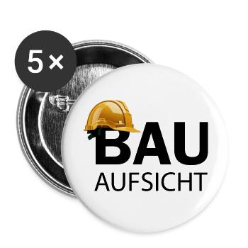 Bauaufsicht auf Baustelle mit Helm - Buttons groß 56 mm (5er Pack) - Weiß - Vorne