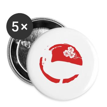 Silhouette De Canard Japonais - Lot de 5 grands badges (56 mm) - blanc - Devant