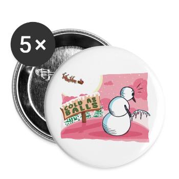 Snowman Cold As Balls Xmas Funny Christmas - Buttons large 2.2''/56 mm (5-pack) - white - Front
