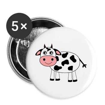 Kuh - Buttons groß 56 mm (5er Pack) - Weiß - Vorne