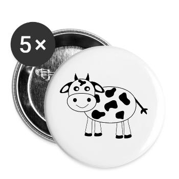 Kuh - Buttons groß 56 mm (5er Pack) - Weiß - Vorne