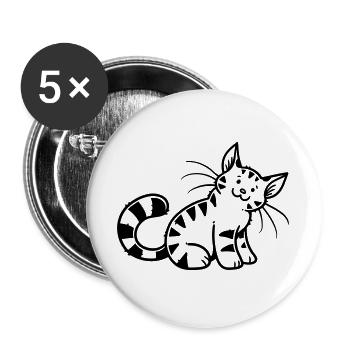 Cartoon Kitten - Buttons groß 56 mm (5er Pack) - Weiß - Vorne