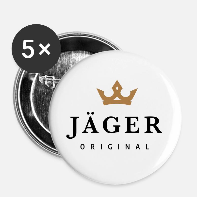 Jäger - Buttons groß 56 mm (5er Pack) - Weiß