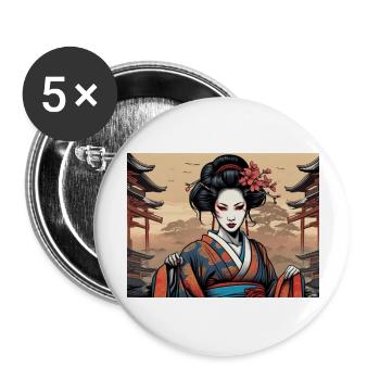 Japanese woman - Buttons large 2.2''/56 mm (5-pack) - white - Front
