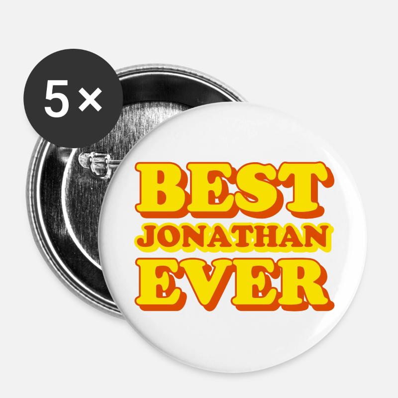 Rolig gåva med förnamn Jonathan - Stora knappar 56 mm (5-pack) - vit