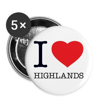 I LOVE HIGHLANDS - Buttons large 2.2''/56 mm (5-pack) - white - Front