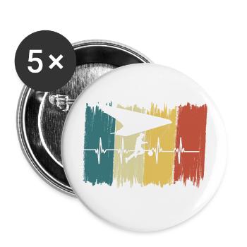 Vintage Paragliding Heartbeat - Buttons large 2.2''/56 mm (5-pack) - white - Front