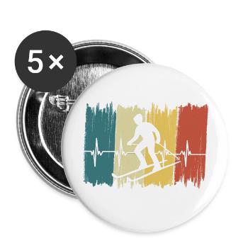 battement de cœur ski - Lot de 5 grands badges (56 mm) - blanc - Devant