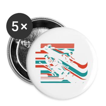 skiing winter sports snow winter - Buttons large 2.2''/56 mm (5-pack) - white - Front