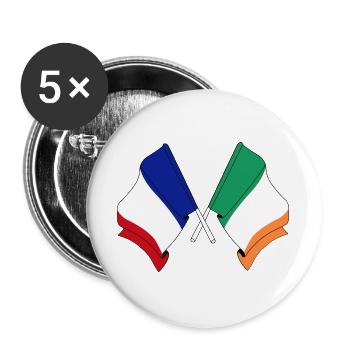 Flag of France and flag of Ireland - Buttons large 2.2''/56 mm (5-pack) - white - Front