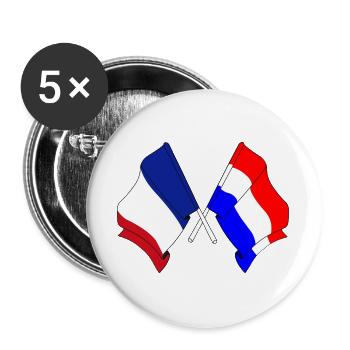 Flag of France and flag of the Netherlands - Buttons large 2.2''/56 mm (5-pack) - white - Front