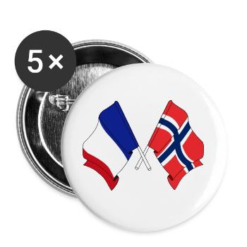 Flag of France and flag Norway - Buttons large 2.2''/56 mm (5-pack) - white - Front