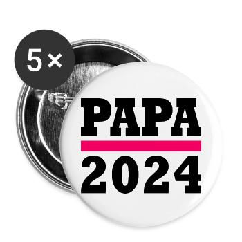 Papa 2024 - Buttons groß 56 mm (5er Pack) - Weiß - Vorne