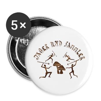 Jäger und Sammler - Buttons groß 56 mm (5er Pack) - Weiß - Vorne