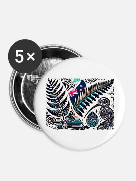 Neuseeland Aotearoa Kiwi 3 - Buttons groß 56 mm (5er Pack) - Weiß