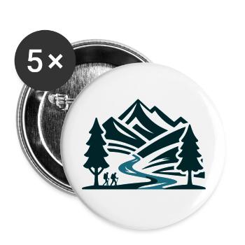 Wandern - Buttons groß 56 mm (5er Pack) - Weiß - Vorne