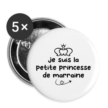 Je Suis La Petite Princesse de Ma Marraine - Lot de 5 grands badges (56 mm) - blanc - Devant
