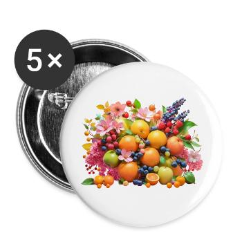 Fruits and flowers - Buttons large 2.2''/56 mm (5-pack) - white - Front