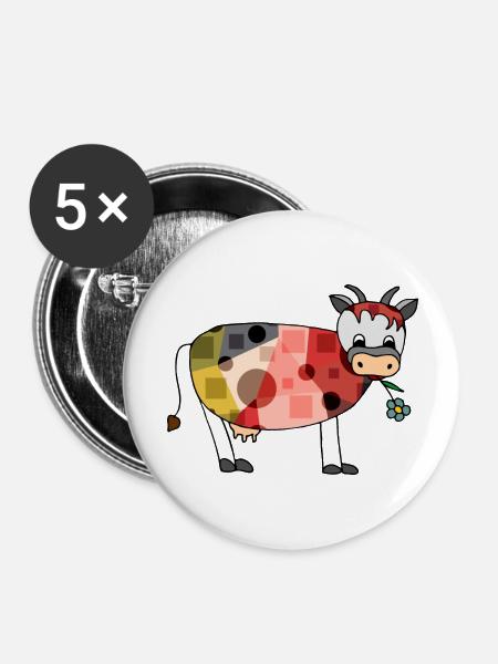 Kuh - Buttons groß 56 mm (5er Pack) - Weiß