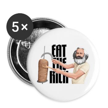Karl Marx / Mangez les riches - Lot de 5 grands badges (56 mm) - blanc - Devant