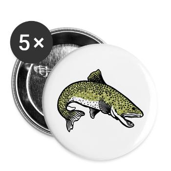 Hecht Fisch Fischer Angler Wildtier Flossen Ahoi - Buttons groß 56 mm (5er Pack) - Weiß - Vorne