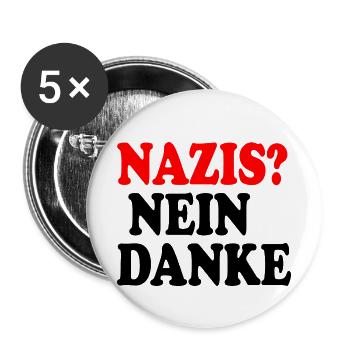Nazis nein danke - Buttons groß 56 mm (5er Pack) - Weiß - Vorne