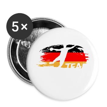 Handball Team Deutschland Flagge Handballer Ball - Buttons groß 56 mm (5er Pack) - Weiß - Vorne