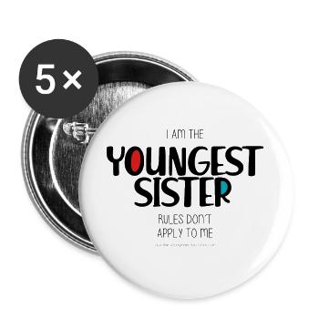 Sœur cadette - Lot de 5 grands badges (56 mm) - blanc - Devant