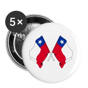 Deux drapeaux croisés du Chili - Lot de 5 grands badges (56 mm) - blanc - Devant
