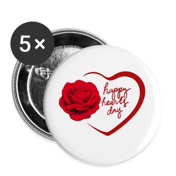 Herz und Rose Valentinstag Design - Buttons groß 56 mm (5er Pack) - Weiß - Vorne
