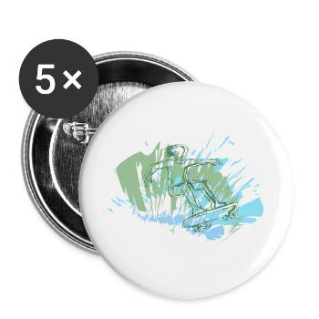 Skater - Buttons groß 56 mm (5er Pack) - Weiß - Vorne