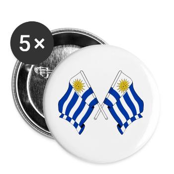 Deux drapeaux croisés de l’Uruguay - Lot de 5 grands badges (56 mm) - blanc - Devant