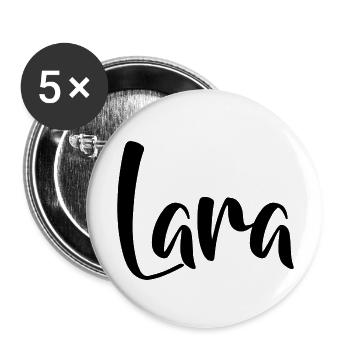 Nom - Lara - Lot de 5 grands badges (56 mm) - blanc - Devant