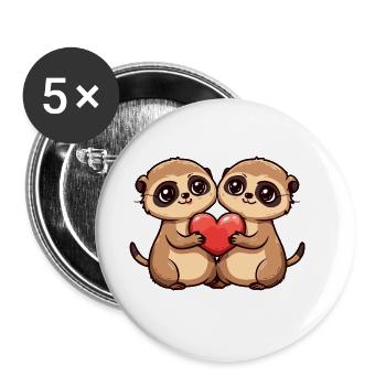 Suricate Couple Amoureux Animal Saint Valentin - Lot de 5 grands badges (56 mm) - blanc - Devant