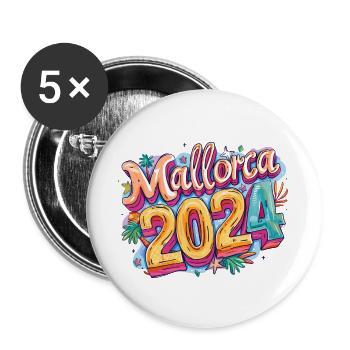 Mallorca 2024 Colorful Holidays - Buttons large 2.2''/56 mm (5-pack) - white - Front