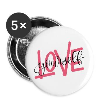LOVE yourself - Buttons groß 56 mm (5er Pack) - Weiß - Vorne