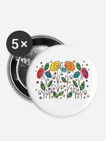 Blumen - Buttons groß 56 mm (5er Pack) - Weiß