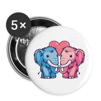Mammouth Couple Amour Couple Amoureux - Lot de 5 grands badges (56 mm) - blanc - Devant