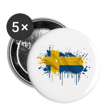 Schweden, Schweden, Skandinavien, Skandinavien, Wikinger, Europa - Buttons groß 56 mm (5er Pack) - Weiß - Vorne