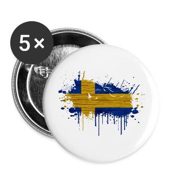 Suède Suède Scandinavie Pays nordiques Viking Europe - Lot de 5 grands badges (56 mm) - blanc - Devant