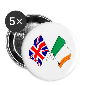 Flag of England and Flag of Ireland - Buttons large 2.2''/56 mm (5-pack) - white - Front